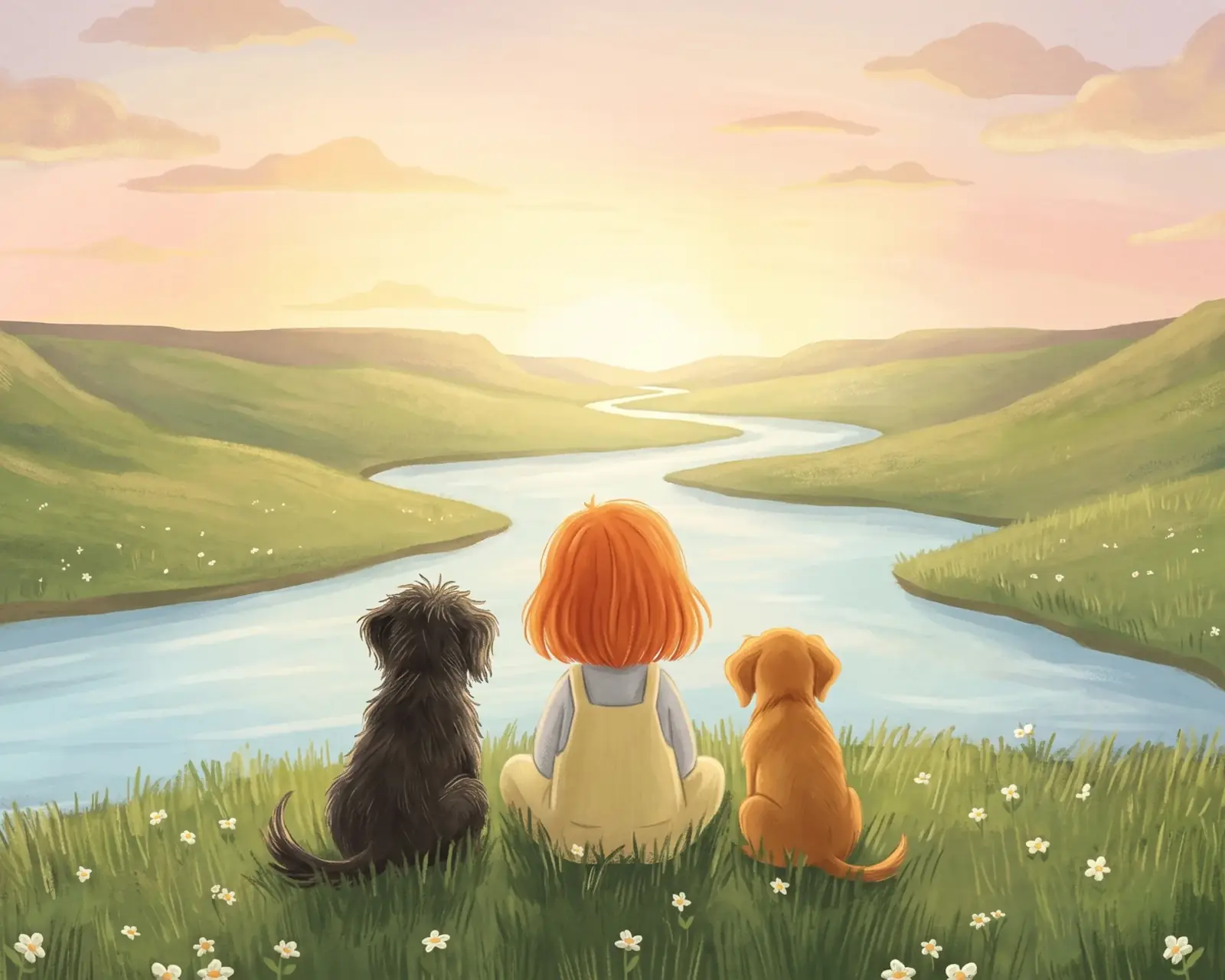 Siena, Watson y Pepper mirando el horizonte en la Patagonia
